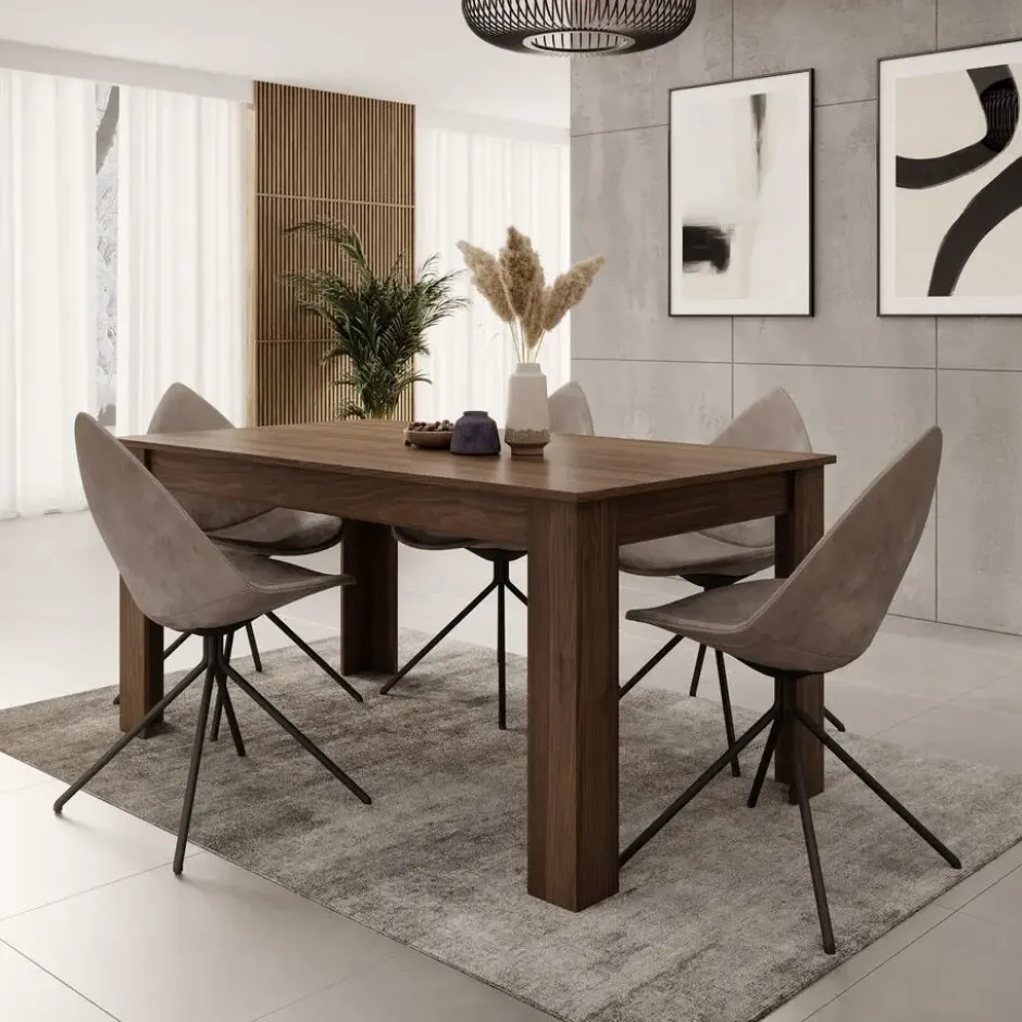 Meubella - Eetkamertafel Uverta - Donker eiken - 220 cm - Uitschuifbaar
