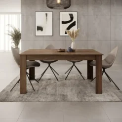 Meubella - Eetkamertafel Uverta - Donker eiken - 220 cm - Uitschuifbaar