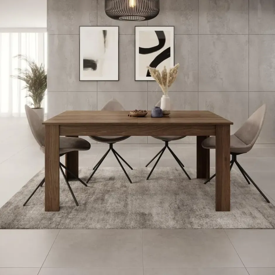 Meubella - Eetkamertafel Uverta - Donker eiken - 220 cm - Uitschuifbaar