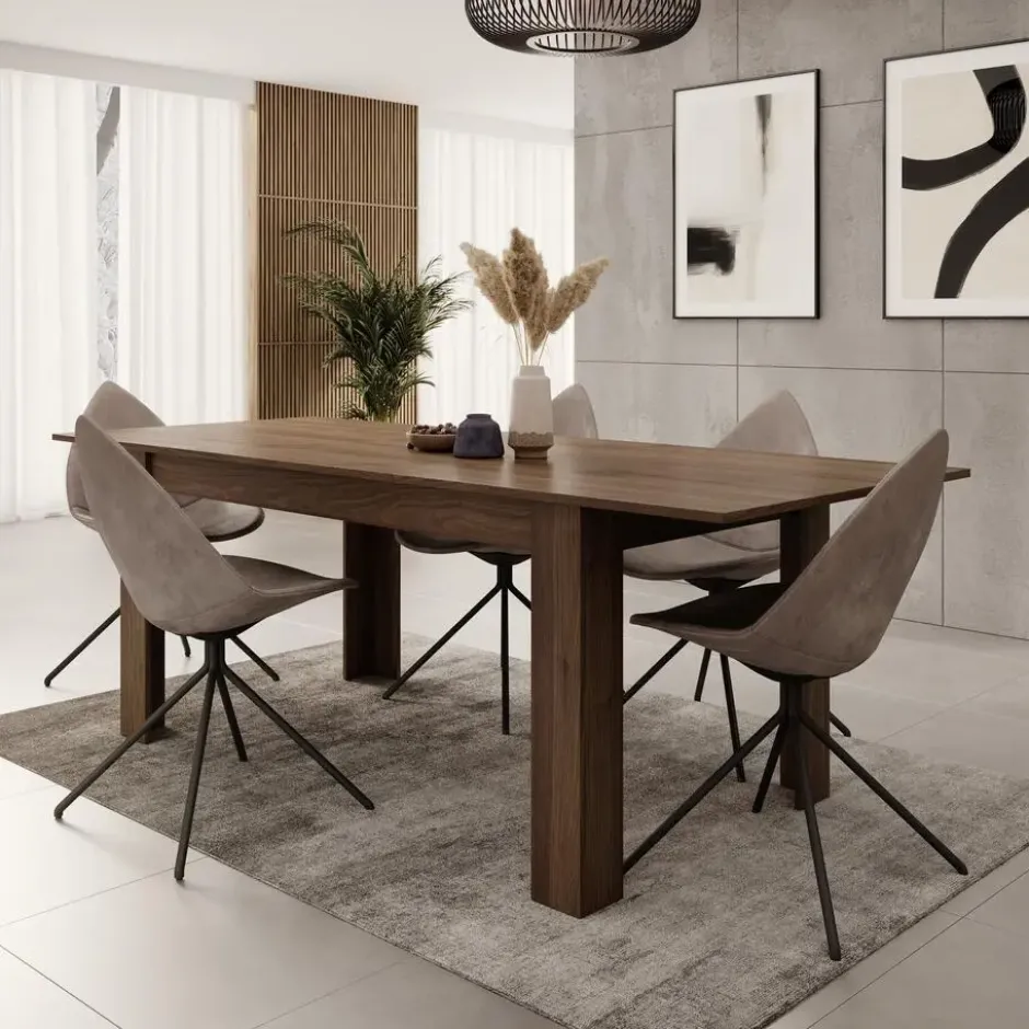 Meubella - Eetkamertafel Uverta - Donker eiken - 220 cm - Uitschuifbaar