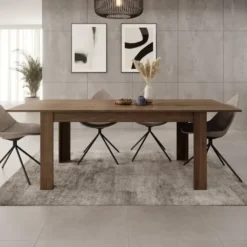 Meubella - Eetkamertafel Uverta - Donker eiken - 220 cm - Uitschuifbaar