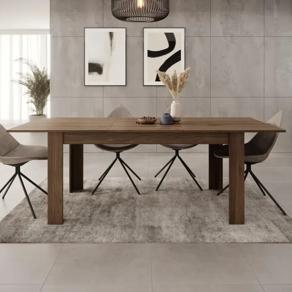 Meubella - Eetkamertafel Uverta - Donker eiken - 220 cm - Uitschuifbaar