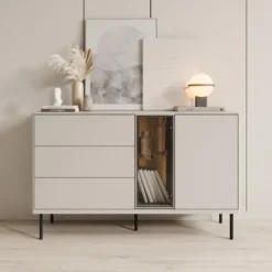 Meubella - Estrella - Dressoir - Beige - 134x41x83 cm