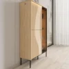 Meubella - Fontello - Vitrinekast - Eikenpatroon - 92x34x157 cm