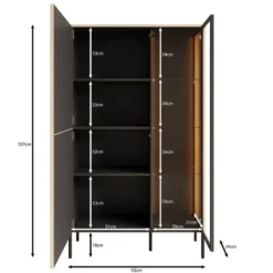Meubella - Fontello - Vitrinekast - Eikenpatroon - 92x34x157 cm
