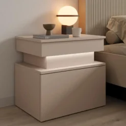 Meubella - Galan - Nachtkastje - Beige - 55x39x51 cm