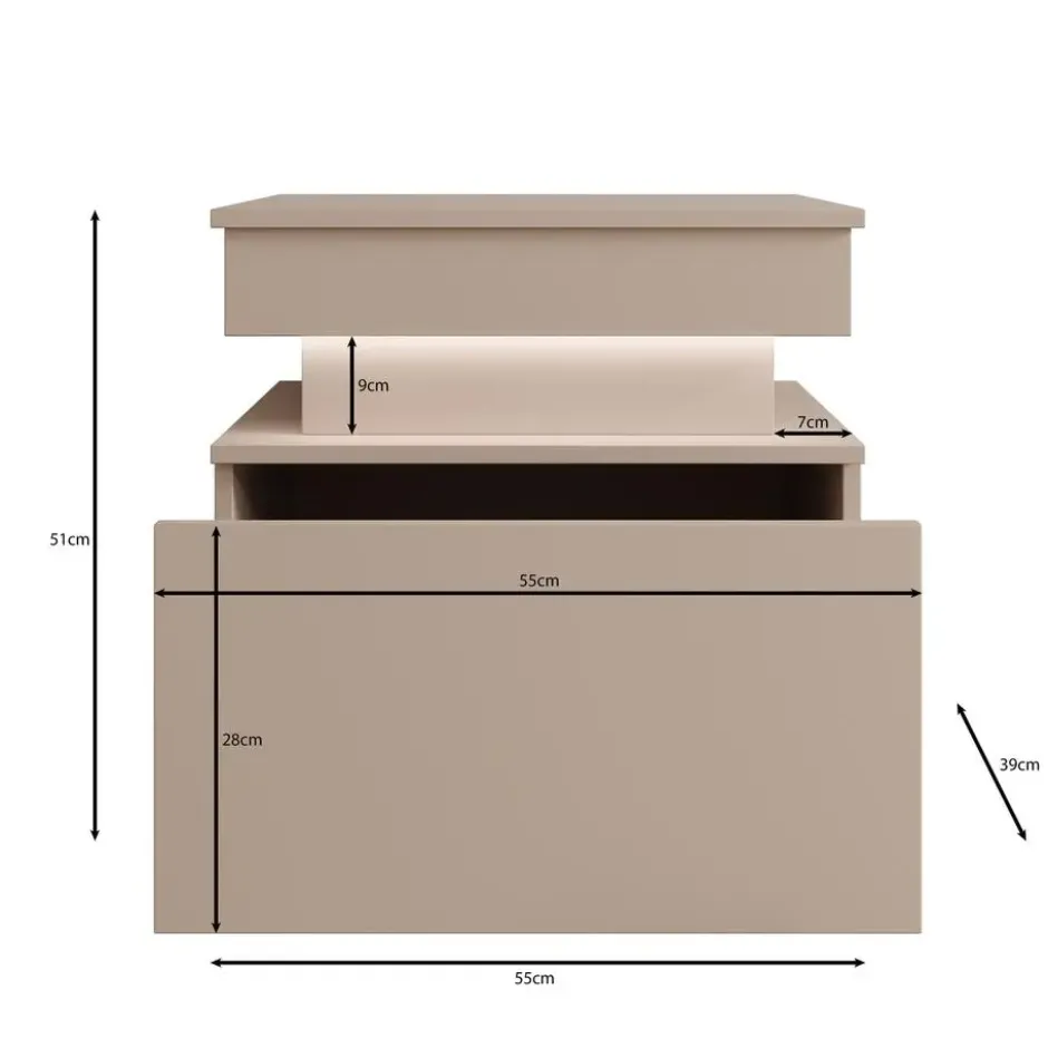Meubella - Galan - Nachtkastje - Beige - 55x39x51 cm