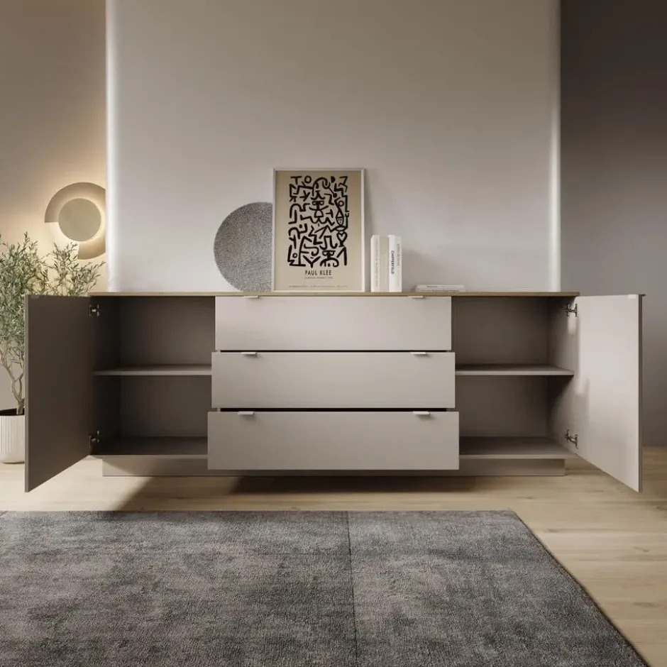 Meubella - Galeno - Dressoir - Beige - 225x41x86 cm