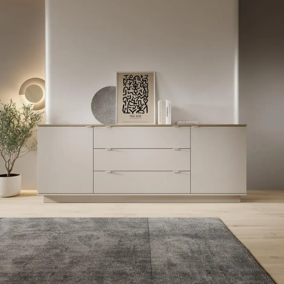 Meubella - Galeno - Dressoir - Beige - 225x41x86 cm