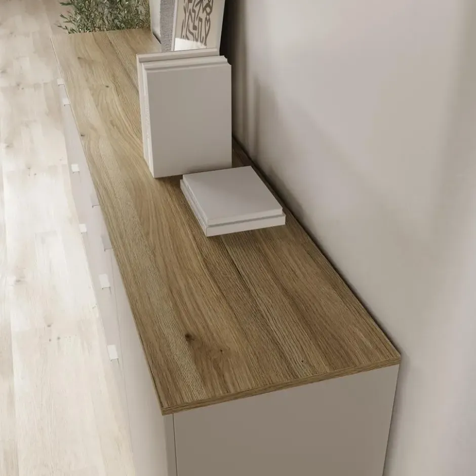 Meubella - Galeno - Dressoir - Beige - 225x41x86 cm