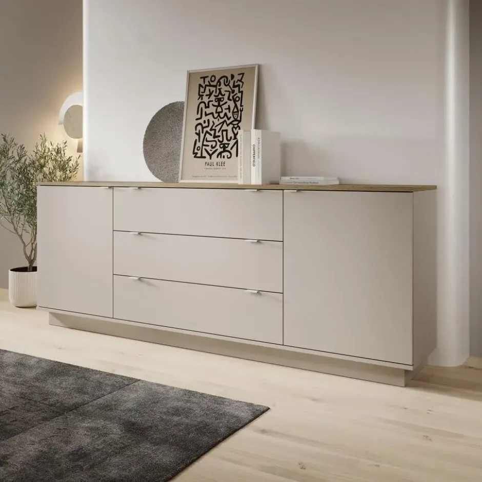 Meubella - Galeno - Dressoir - Beige - 225x41x86 cm