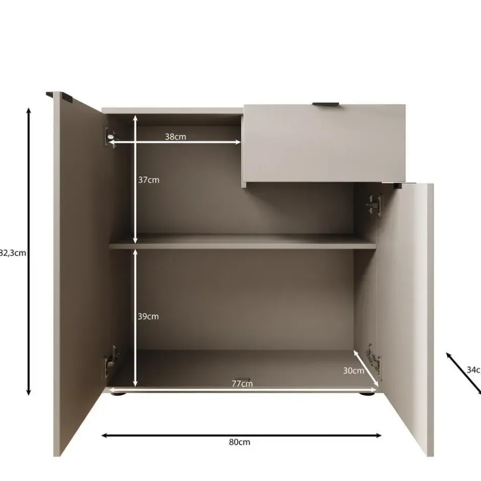 Meubella - Galeno 2 - Dressoir - Beige - 80x34x82 cm