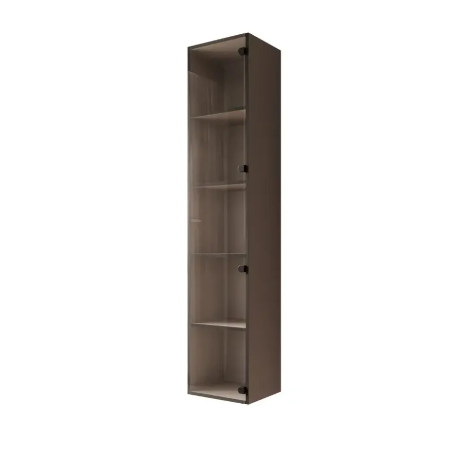 Meubella - Gelvio - Vitrinekast met glas - Beige - 35x32x168 cm