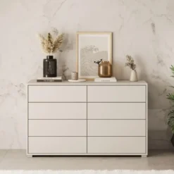 Meubella - Gideon - Ladekast 8 lades - Beige - 120x41x93 cm