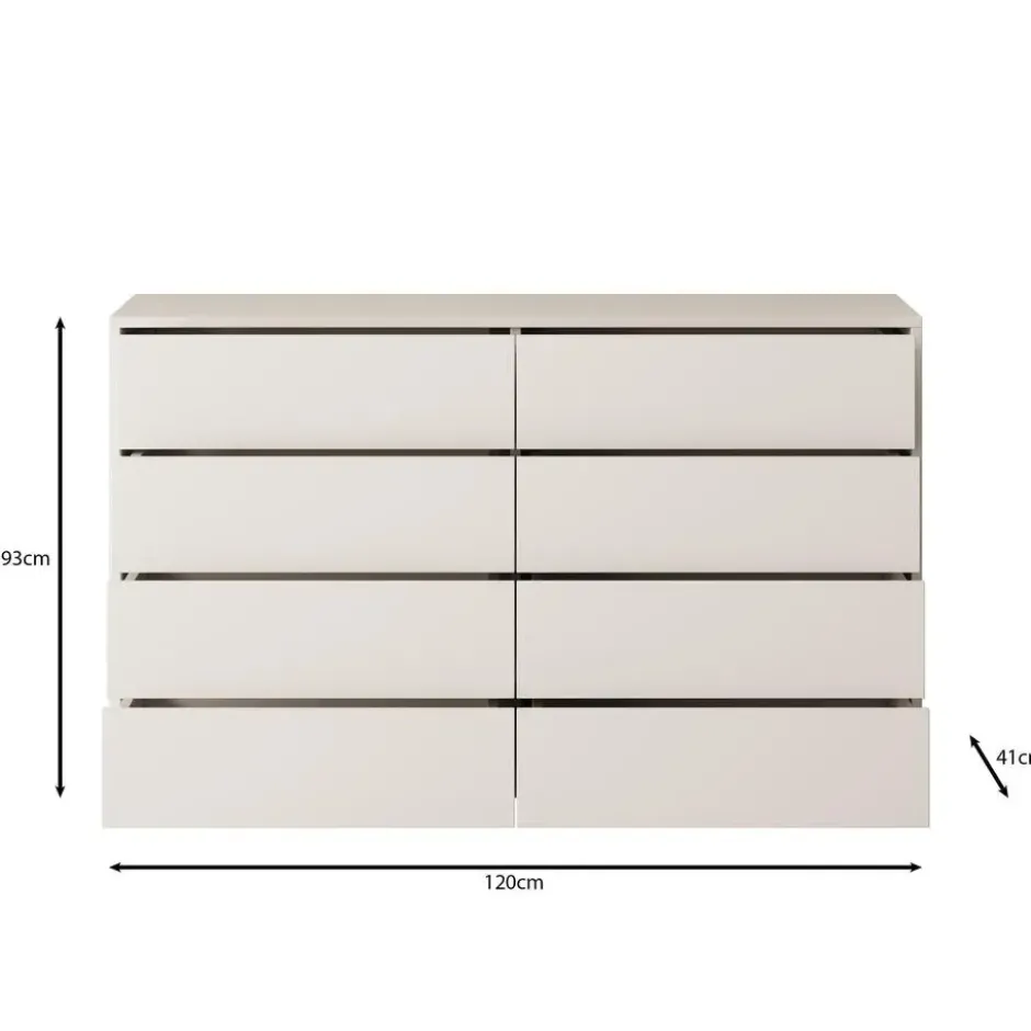 Meubella - Gideon - Ladekast 8 lades - Wit - 120x41x93 cm