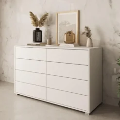 Meubella - Gideon - Ladekast 8 lades - Wit - 120x41x93 cm