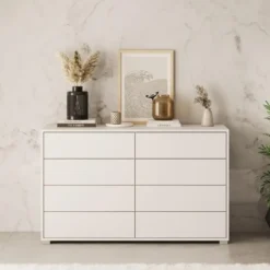 Meubella - Gideon - Ladekast 8 lades - Wit - 120x41x93 cm