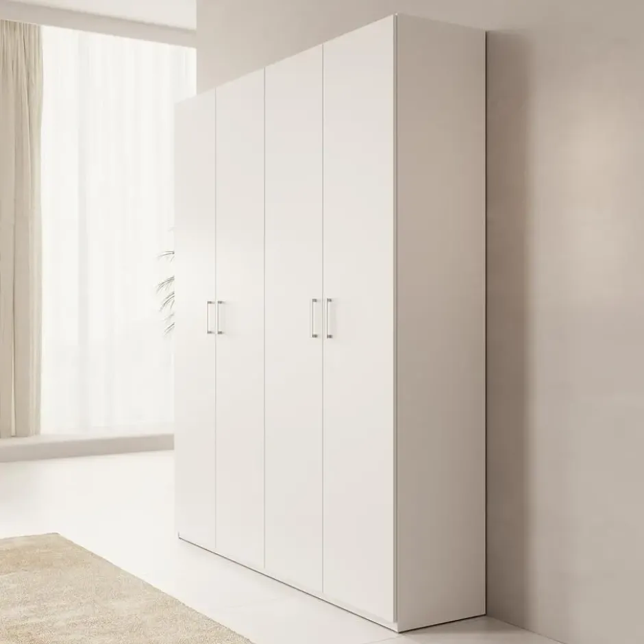 Meubella - Havron - Kledingkast 4 deurs - Wit - 178x42x211 cm