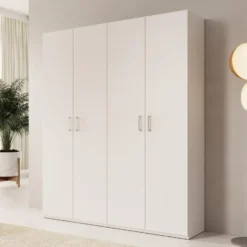 Meubella - Havron - Kledingkast 4 deurs - Wit - 178x42x211 cm
