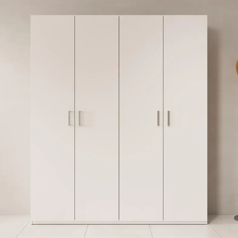 Meubella - Havron - Kledingkast 4 deurs - Wit - 178x42x211 cm