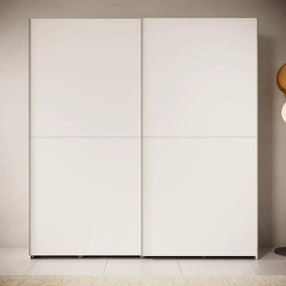 Meubella - Helvar - Kledingkast met schuifdeuren - Wit - 200x39x211 cm