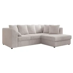 Meubella - Hoekbank Alfort - Beige - Ribstof - Rechts