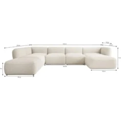 Meubella - Hoekbank Caesar - Beige - Teddy Boucle stof - Links
