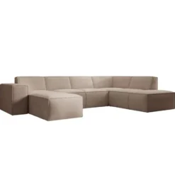 Meubella - Hoekbank Monet XL - Beige - Stof - Links