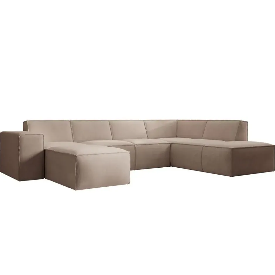 Meubella - Hoekbank Monet XL - Beige - Stof - Links