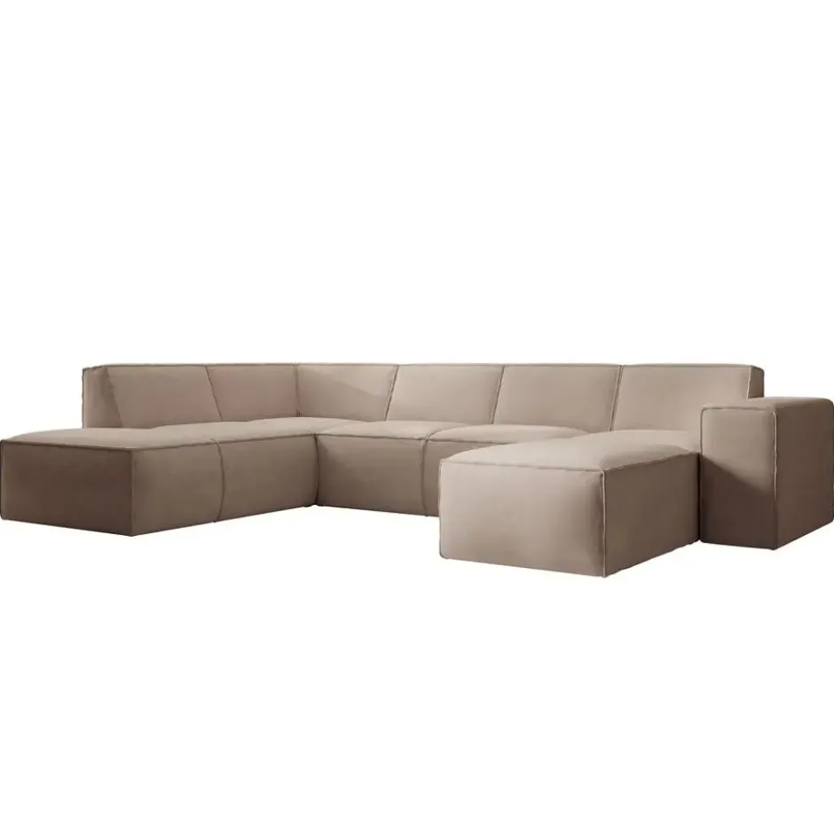 Meubella - Hoekbank Monet XL - Beige - Stof - Rechts