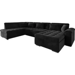 Meubella - Hoekbank Nicoreta - Zwart - Velvet - Rechts
