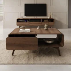 Meubella - Hoshii - Salontafel - Donker eikenpatroon - 108x65x45 cm