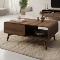 Meubella - Hoshii - Salontafel - Donker eikenpatroon - 108x65x45 cm