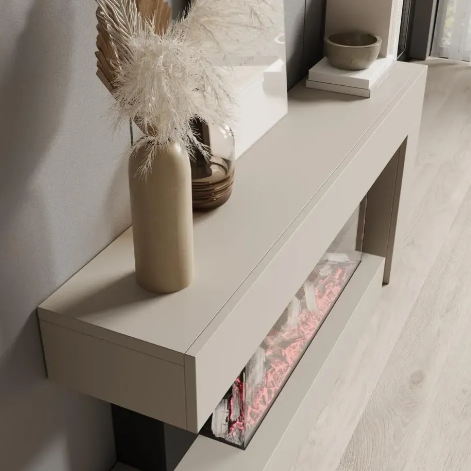 Meubella - Jumea - Elektrische sfeerhaard - Beige - 120x23x56 cm