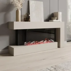 Meubella - Jumea - Elektrische sfeerhaard - Beige - 120x23x56 cm