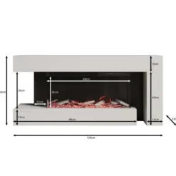 Meubella - Jumea - Elektrische sfeerhaard - Beige - 120x23x56 cm