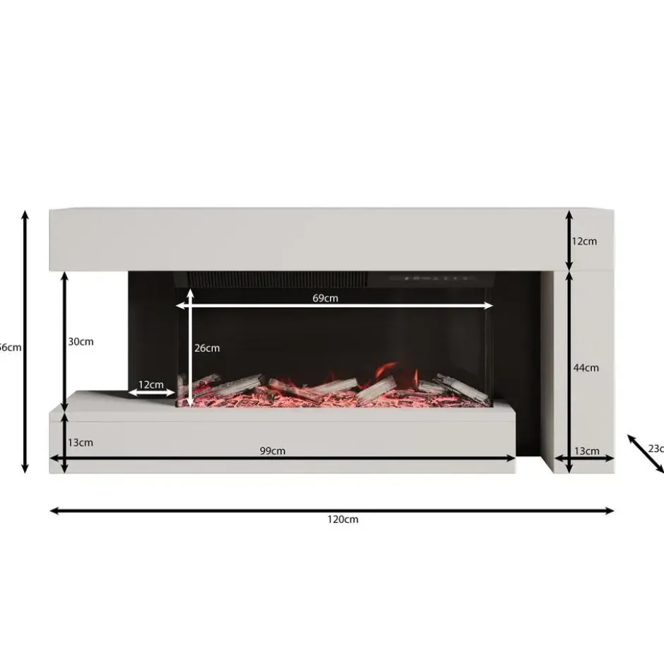 Meubella - Jumea - Elektrische sfeerhaard - Beige - 120x23x56 cm