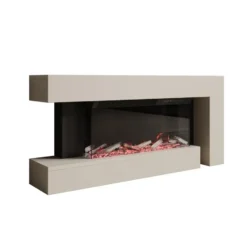 Meubella - Jumea - Elektrische sfeerhaard - Beige - 120x23x56 cm