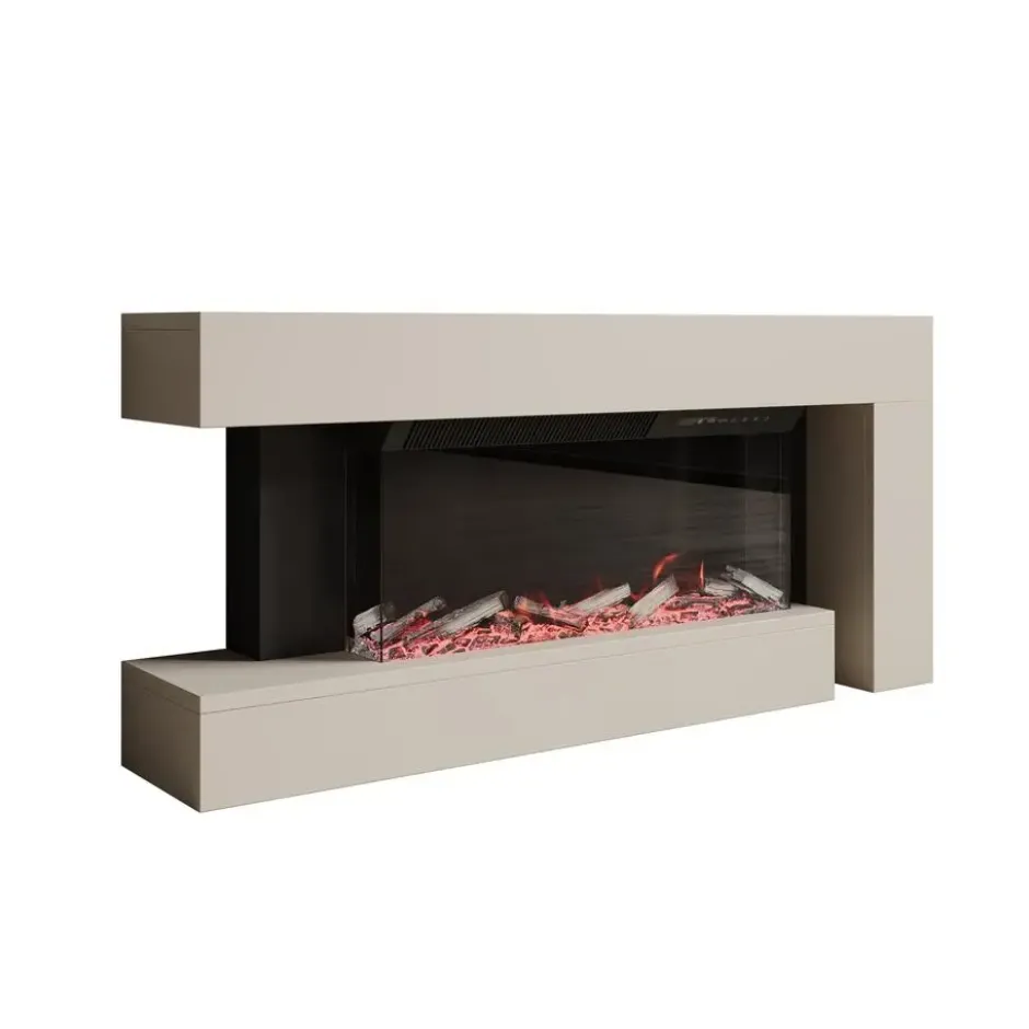 Meubella - Jumea - Elektrische sfeerhaard - Beige - 120x23x56 cm