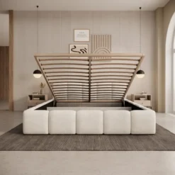 Meubella - Karisma - Tweepersoonsbed - Teddystof beige - 160x200 cm