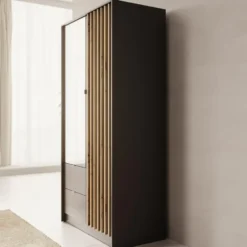 Meubella - Kavalli - Kledingkast met 2 deuren - Zwart - 102x55x201 cm