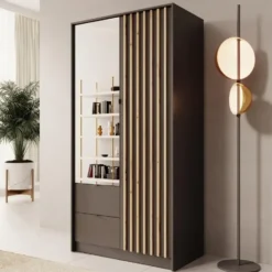 Meubella - Kavalli - Kledingkast met 2 deuren - Zwart - 102x55x201 cm