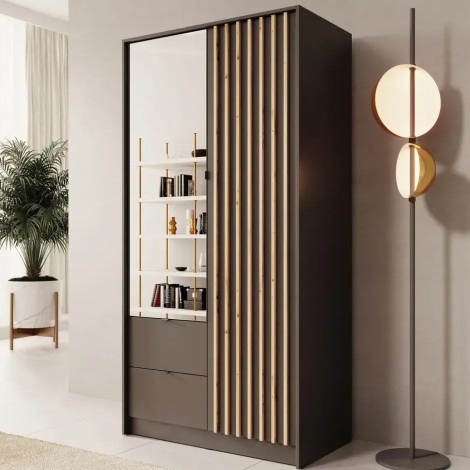 Meubella - Kavalli - Kledingkast met 2 deuren - Zwart - 102x55x201 cm