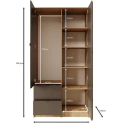 Meubella - Kavalli - Kledingkast met 2 deuren - Zwart - 102x55x201 cm