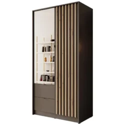 Meubella - Kavalli - Kledingkast met 2 deuren - Zwart - 102x55x201 cm