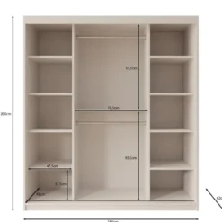 Meubella - Kledingkast Azai - Walnootpatroon - 180 cm - Met spiegel