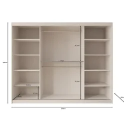 Meubella - Kledingkast Azai - Walnootpatroon - 250 cm - Met spiegel