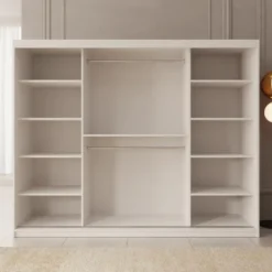 Meubella - Kledingkast Azai - Wit - 250 cm - Met spiegel