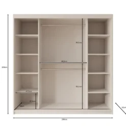 Meubella - Kledingkast Azai - Wit - 200 cm - Met spiegel