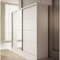 Meubella - Kledingkast Azul - Wit - 251 cm - Met spiegel